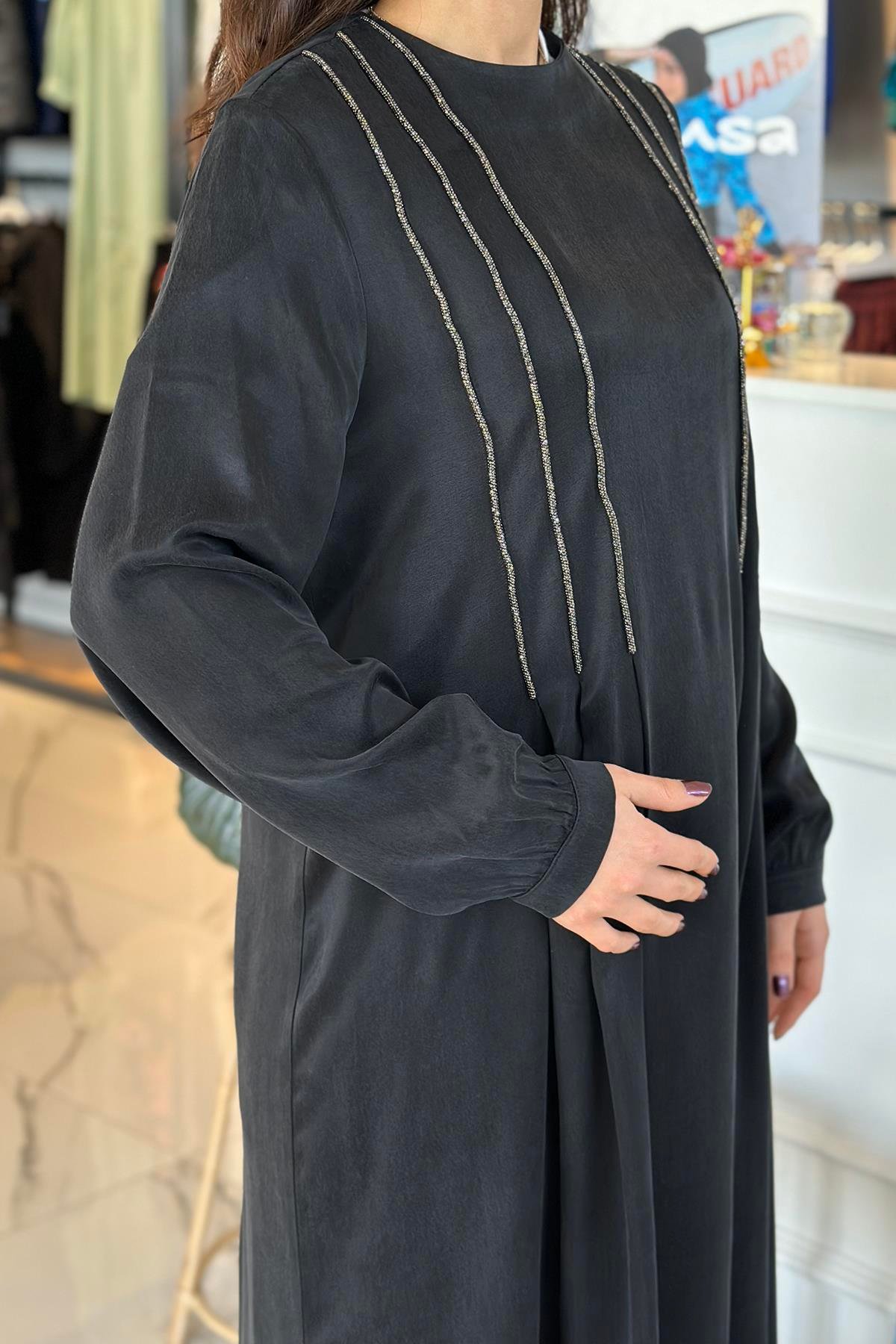 Nuss İşleme Detay Elbise 2056 Siyah