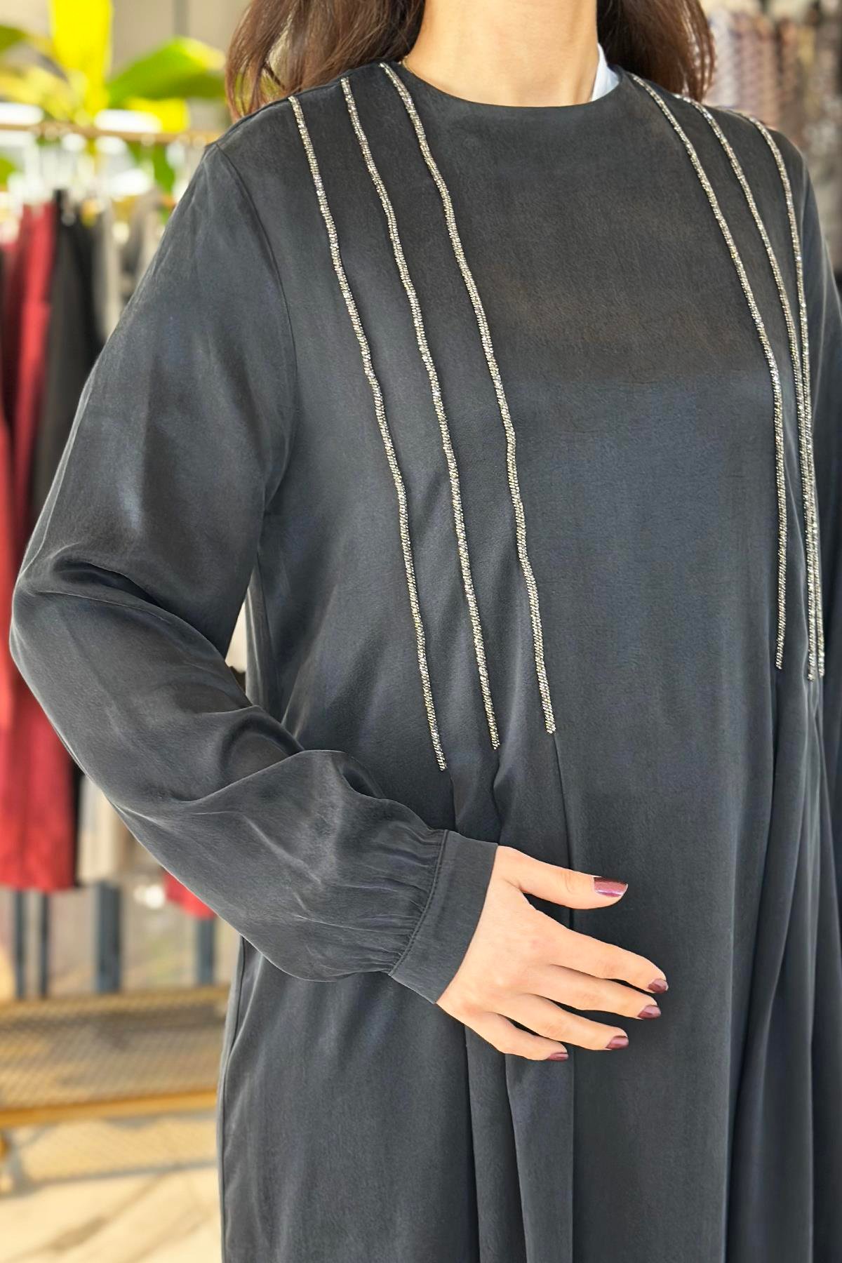 Nuss İşleme Detay Elbise 2056 Siyah