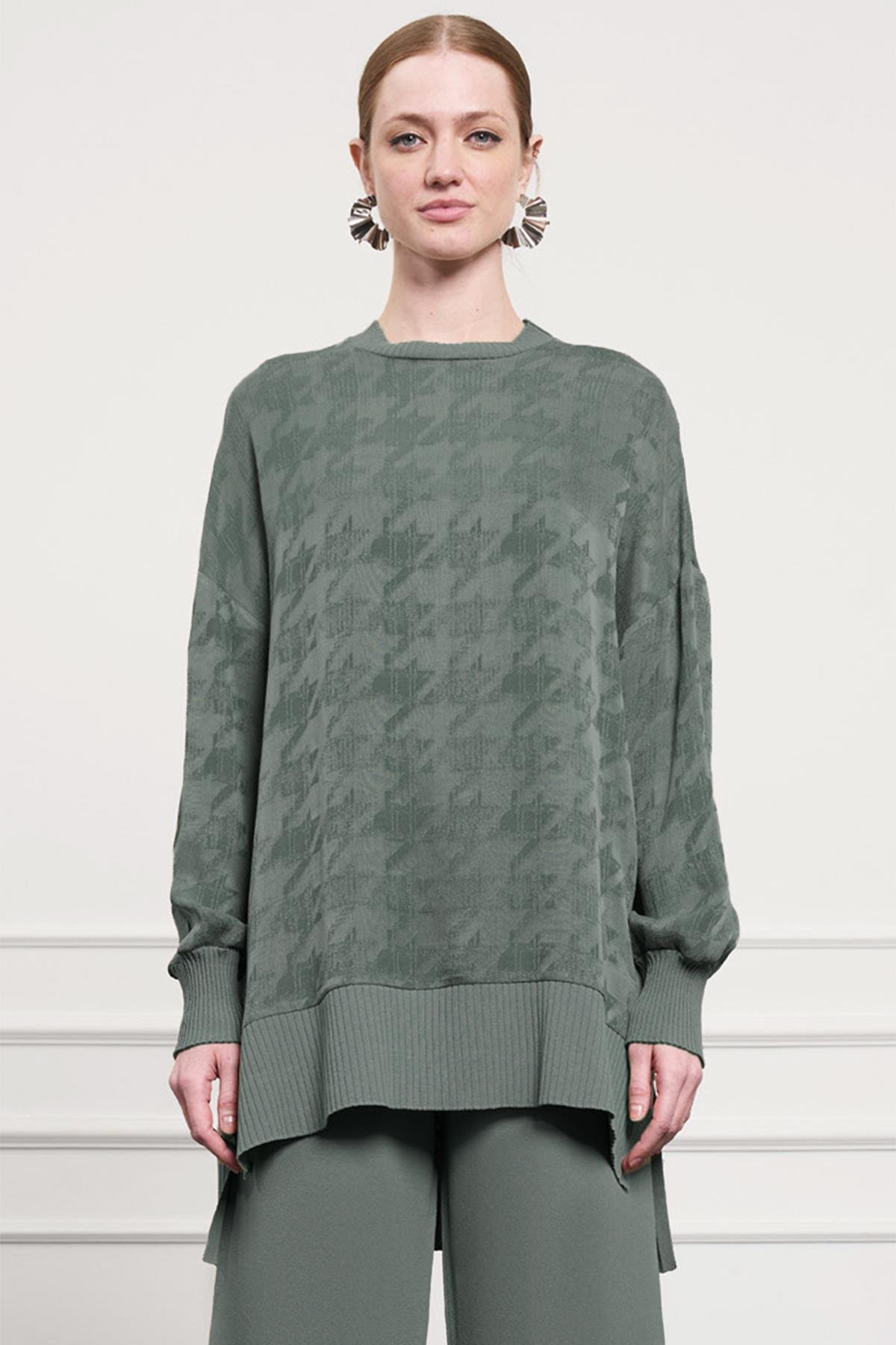 Nuss Kazayağı Desen Tunik 3009 Kekik