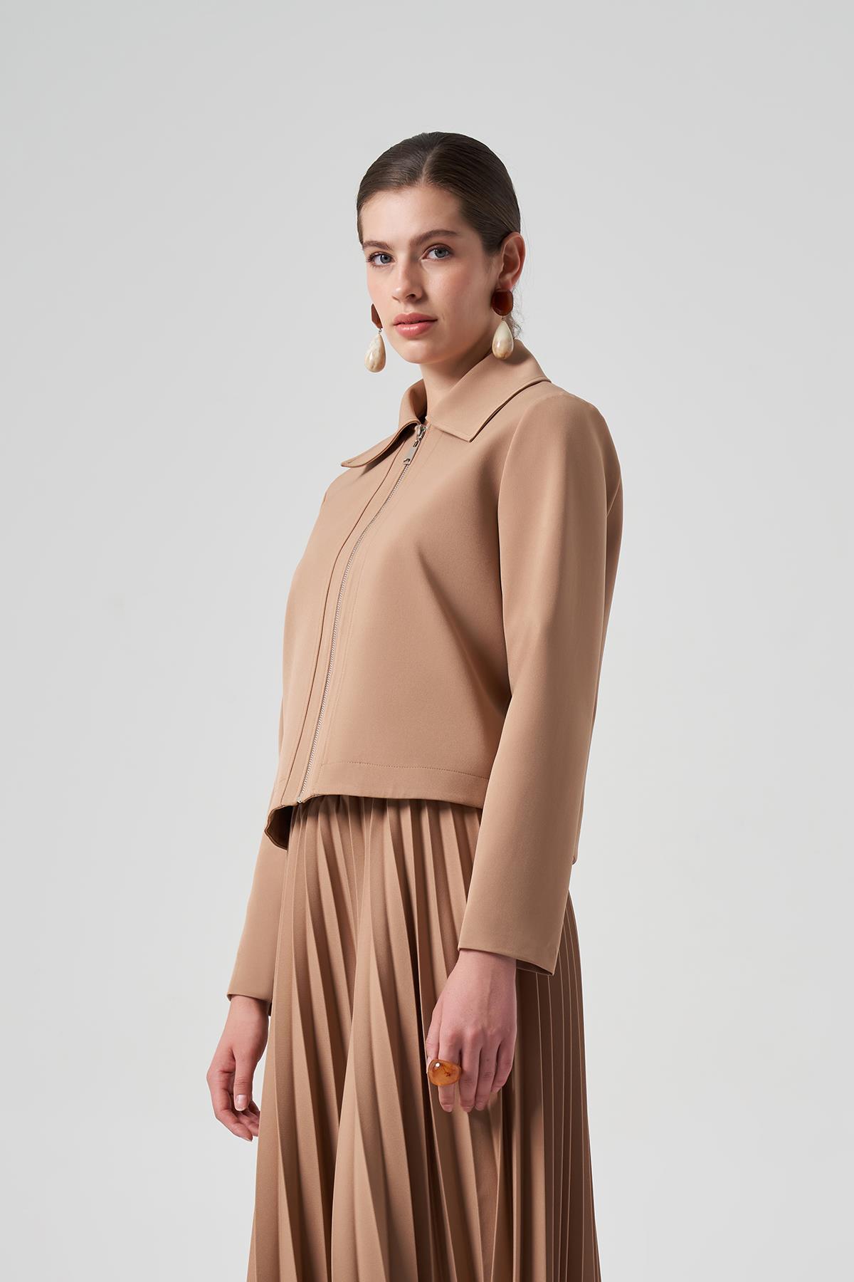 Nuss Kısa Ceket 6037 Camel