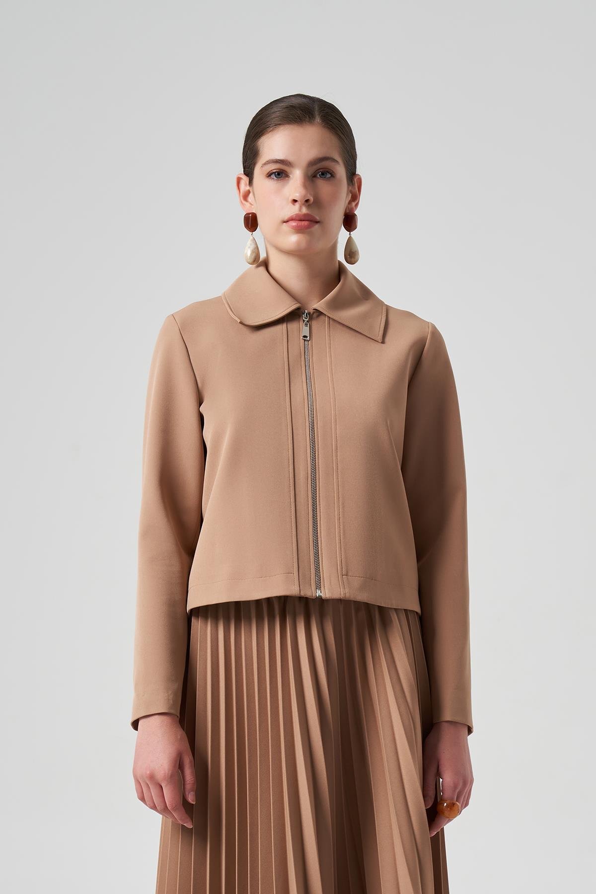 Nuss Kısa Ceket 6037 Camel