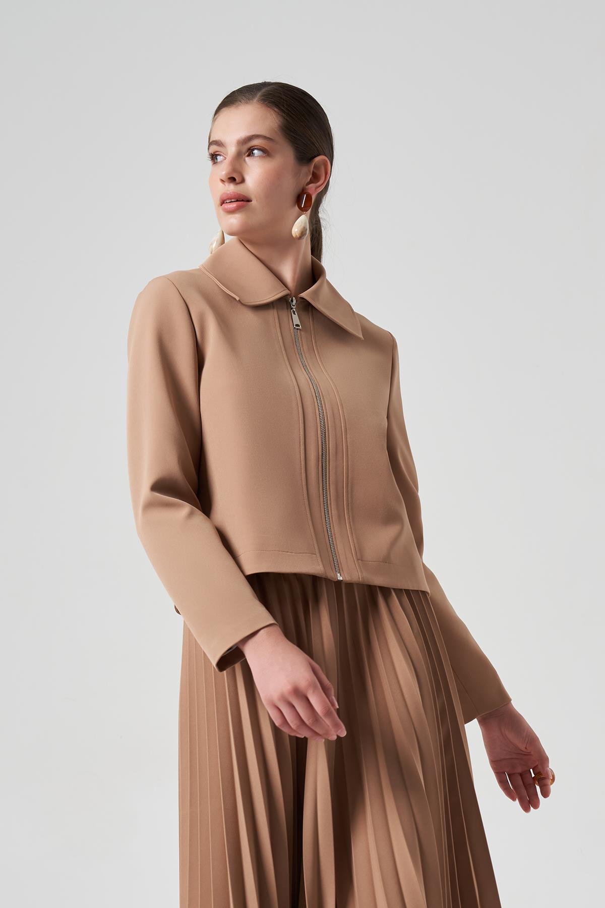 Nuss Kısa Ceket 6037 Camel