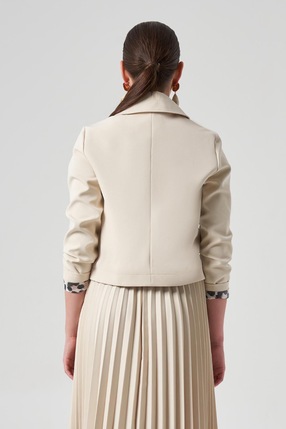 Nuss Kısa Ceket 6037 Krem