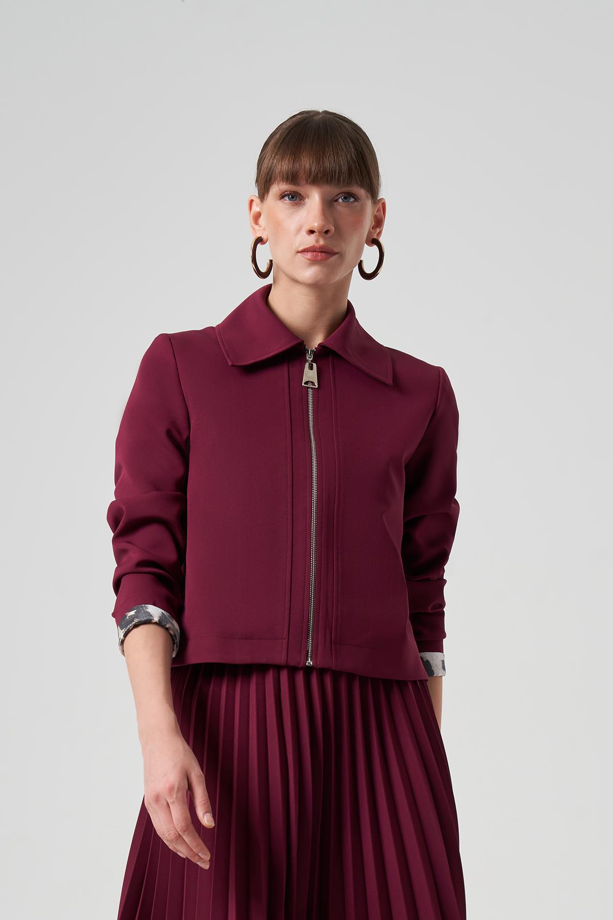 Nuss Kısa Ceket 6037 Mürdüm