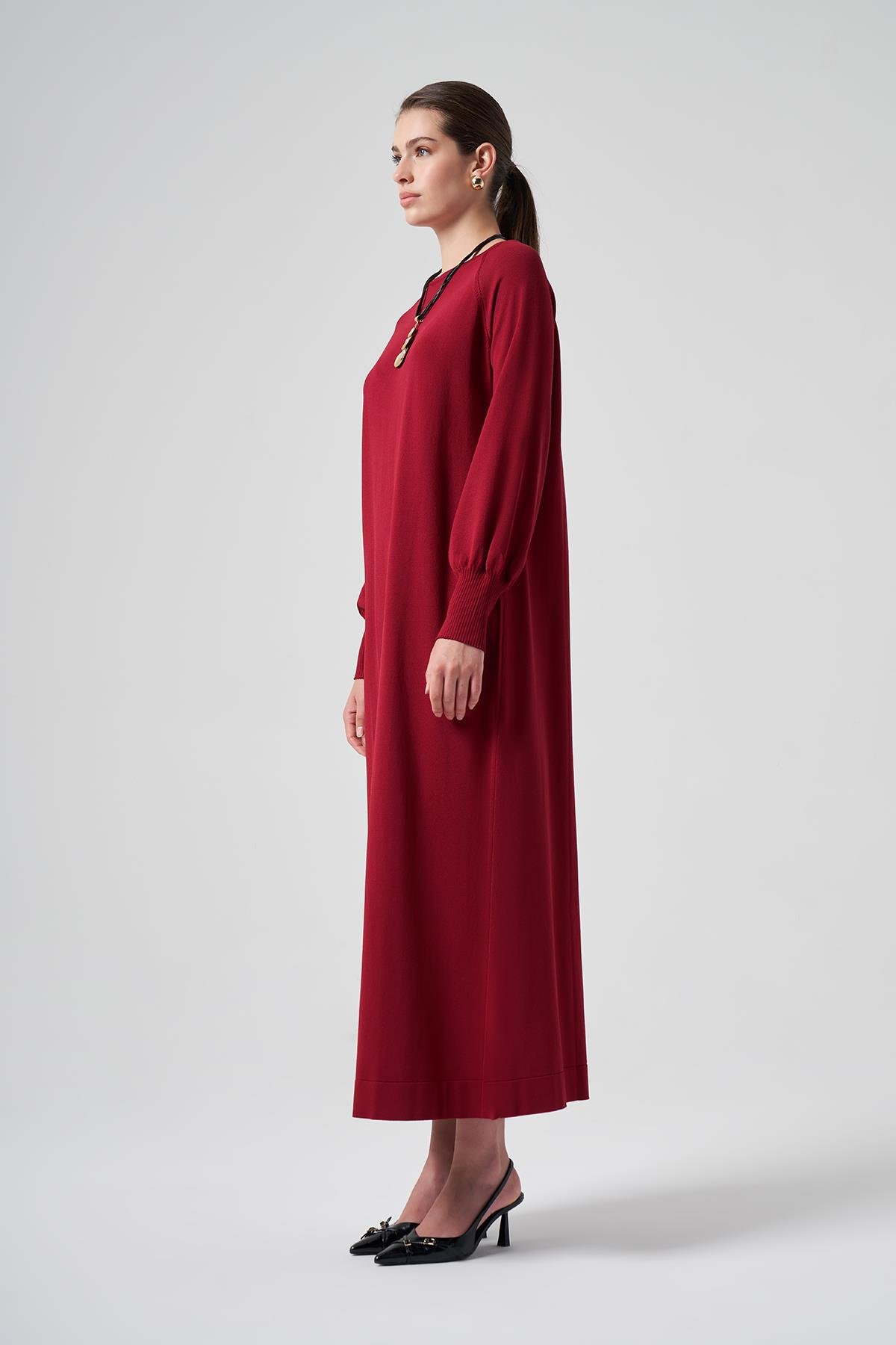 Nuss Merserize Basic Elbise 518 Bordo