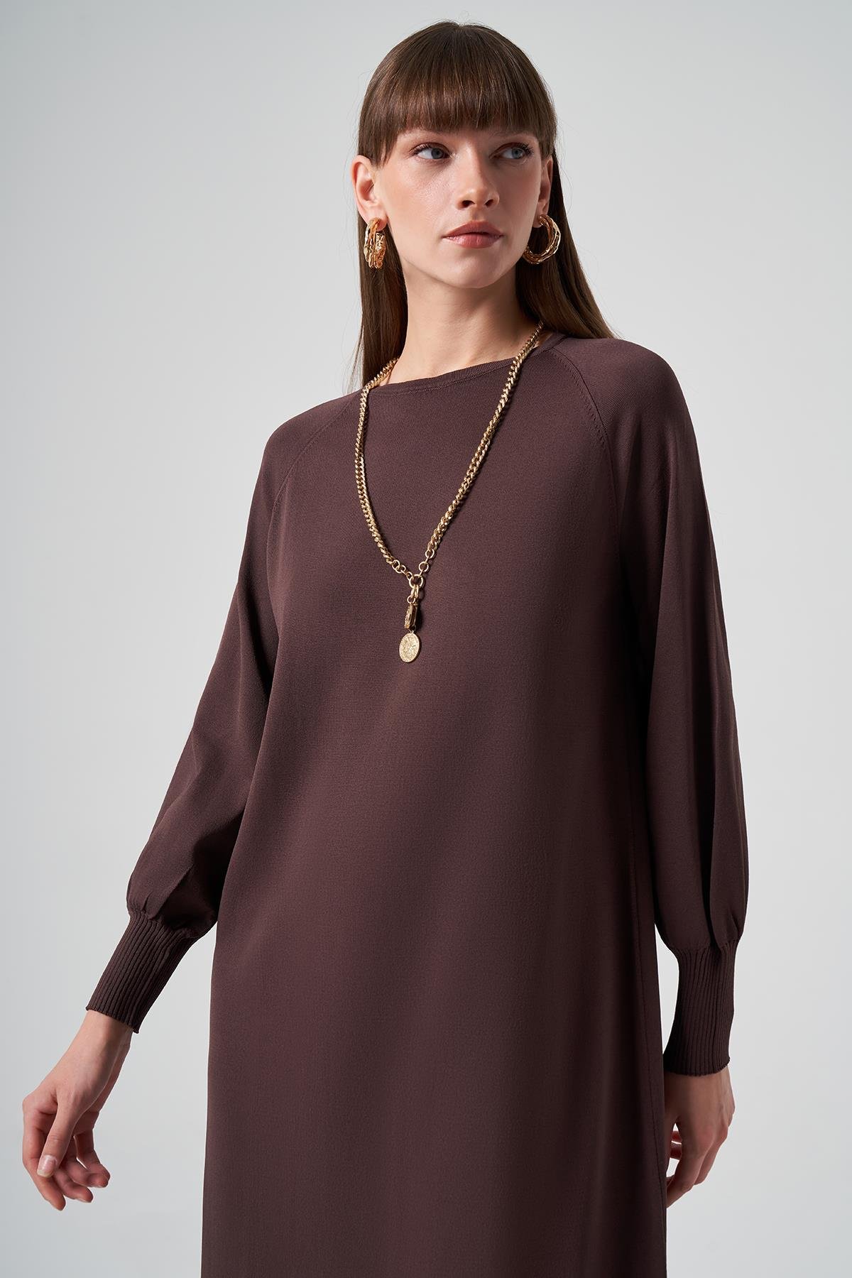 Nuss Merserize Basic Elbise 518 Kahve