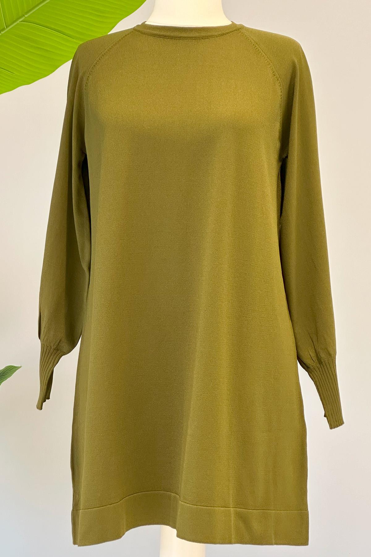 Nuss Merserize Bilek Detaylı Basic Tunik 500 Haki
