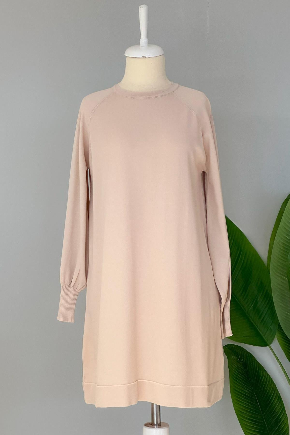 Nuss Merserize Bilek Detaylı Basic Tunik 500 Bej