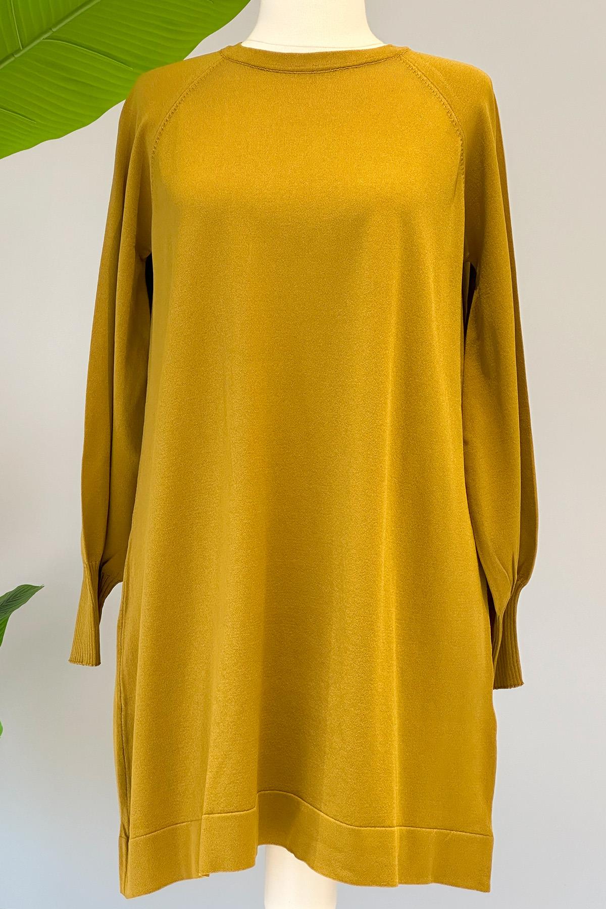 Nuss Merserize Bilek Detaylı Basic Tunik 500 Fıstık Yeşili