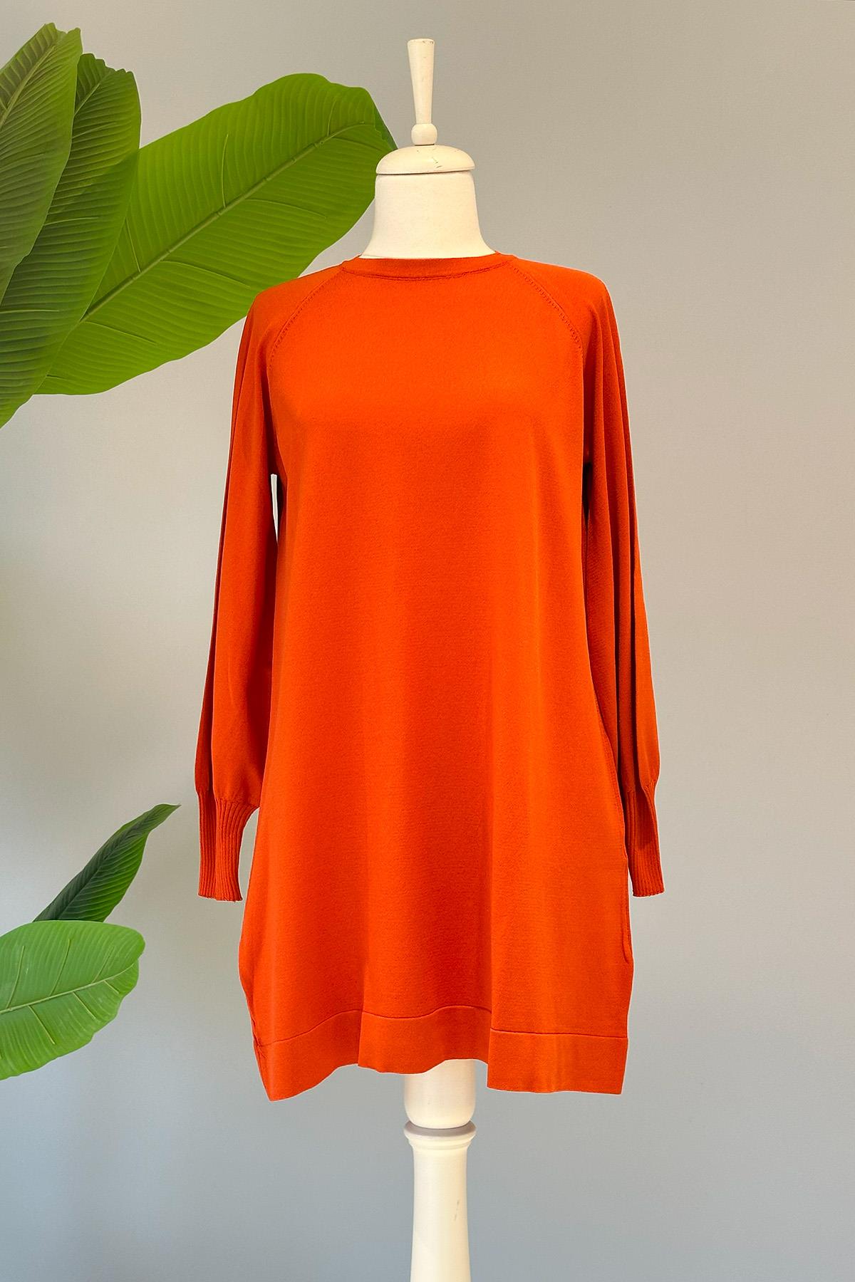 Nuss Merserize Bilek Detaylı Basic Tunik 500 Kiremit