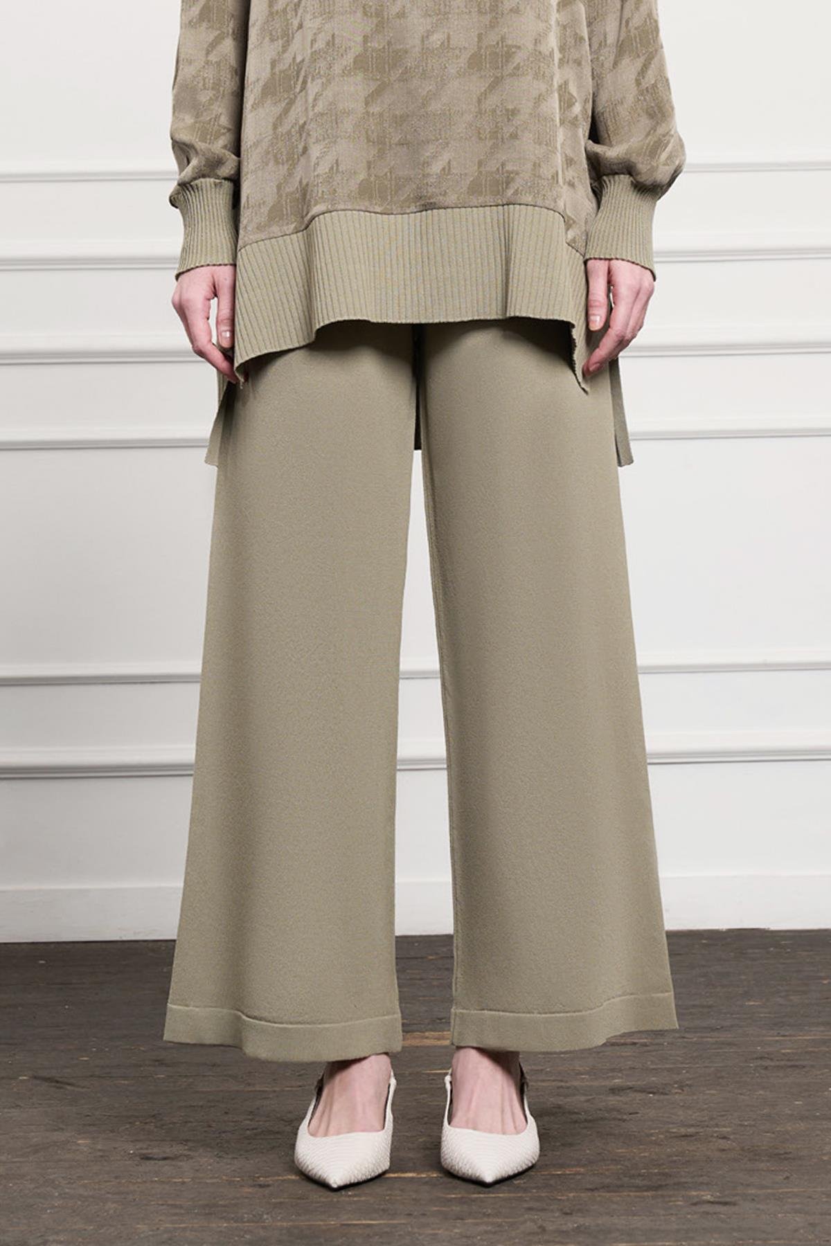 Nuss Merserize Bol Paça Pantolon 002 Çağla Yeşili