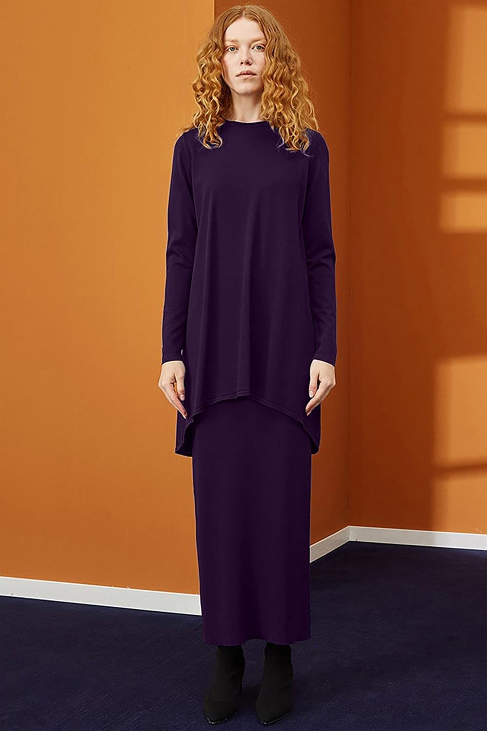 Nuss Merserize Çelik Örme Etek NS-23K-013ETK Violet