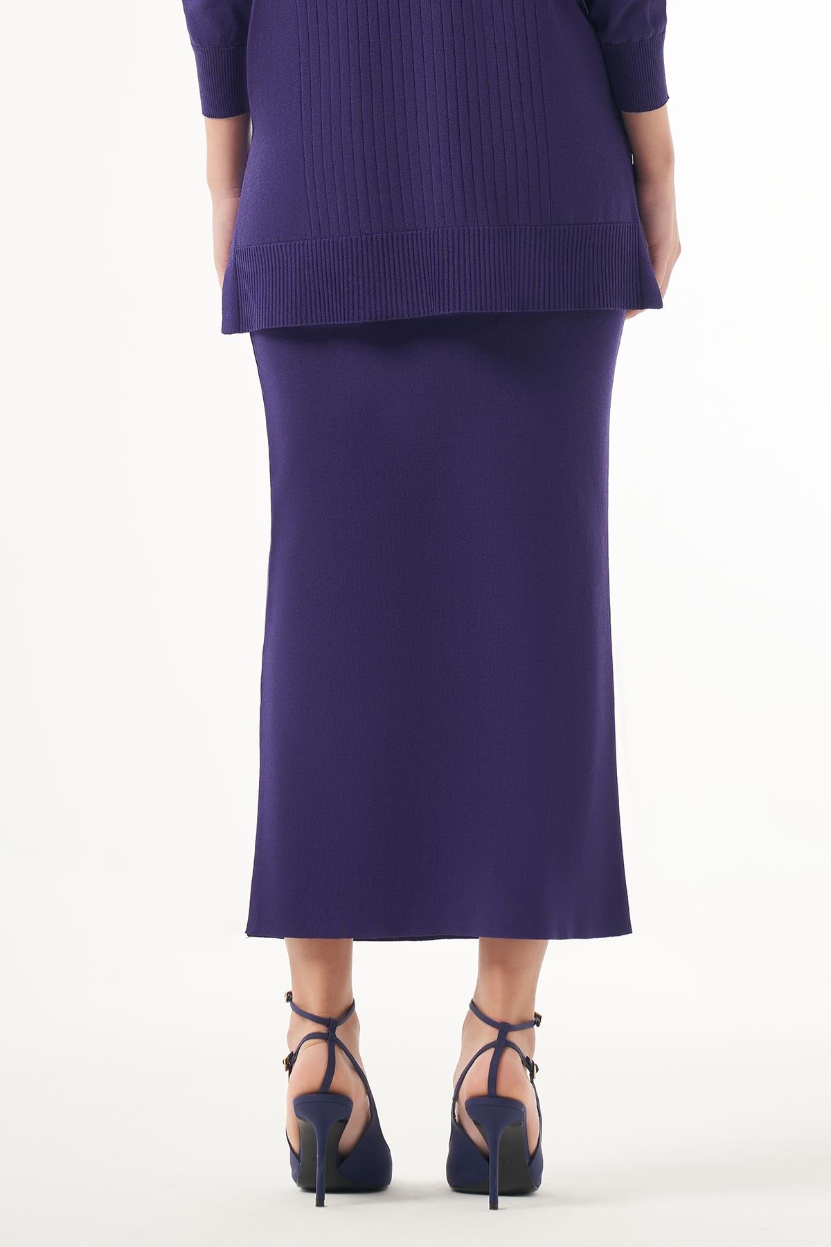 Nuss Merserize Çelik Örme Etek NS-23K-013ETK Mor