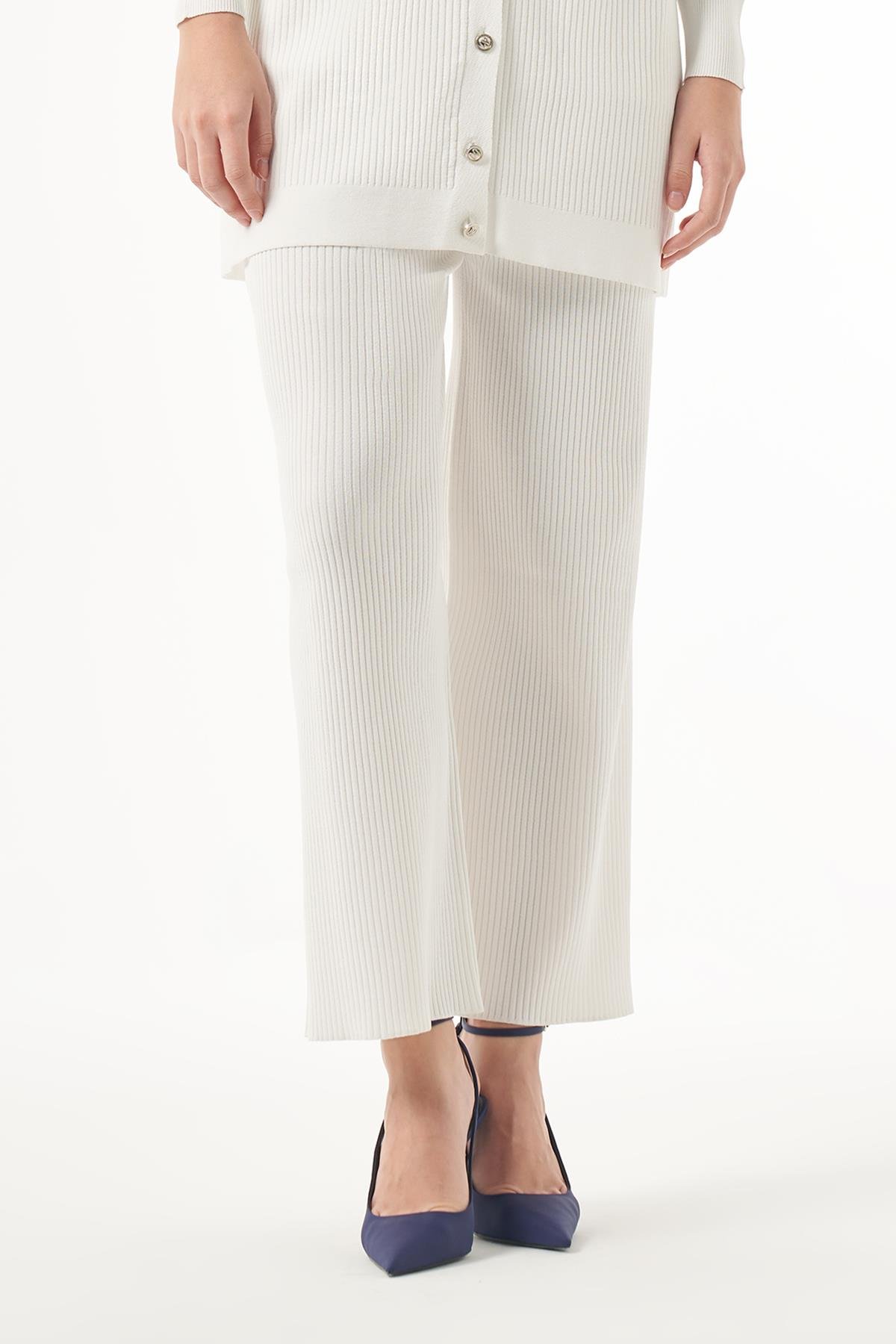 Nuss Merserize İnce Fitilli TEK Pantolon 1100 Ekru