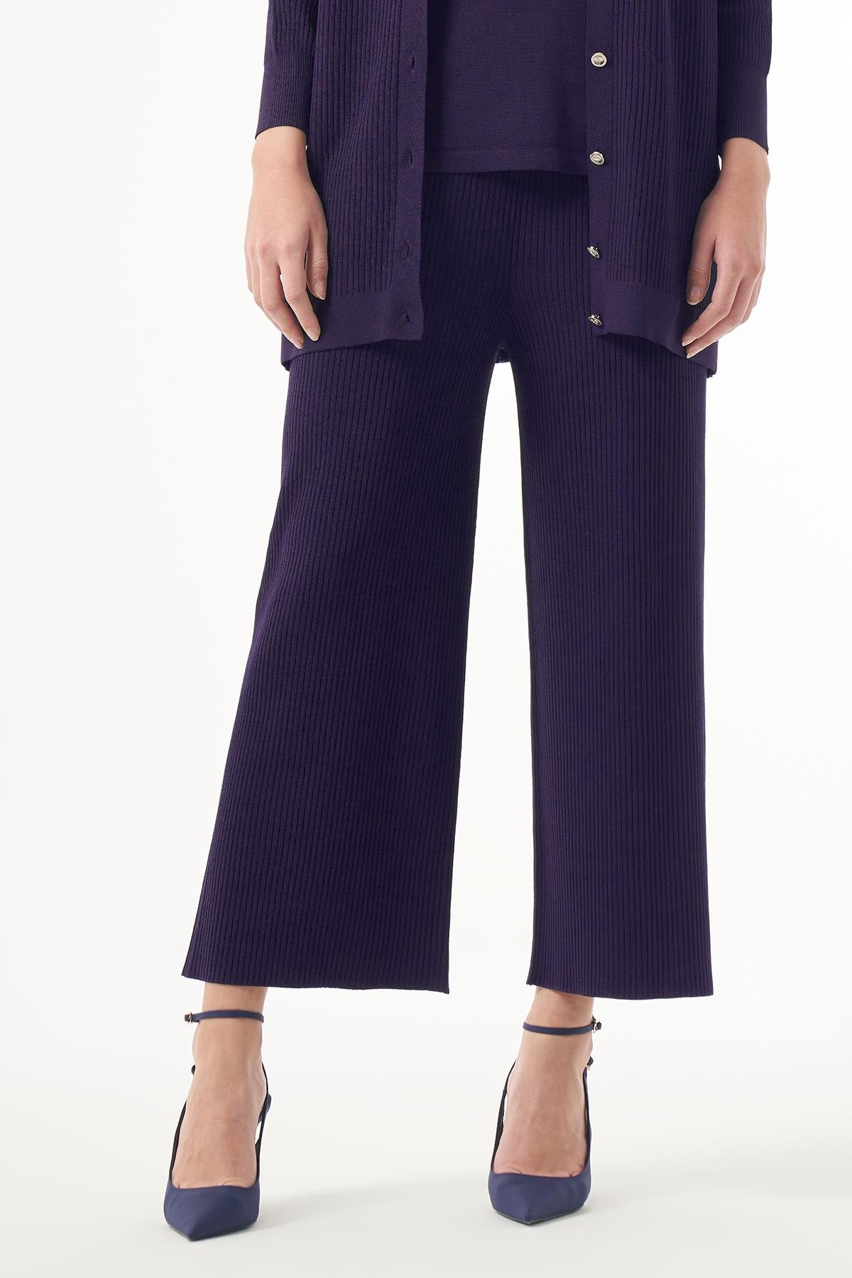 Nuss Merserize İnce Fitilli TEK Pantolon 1100 Mor