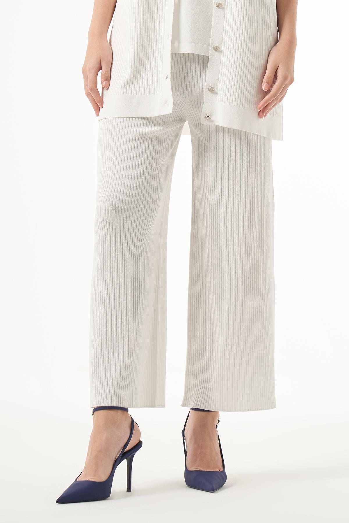 Nuss Merserize İnce Fitilli TEK Pantolon 1100 Ekru