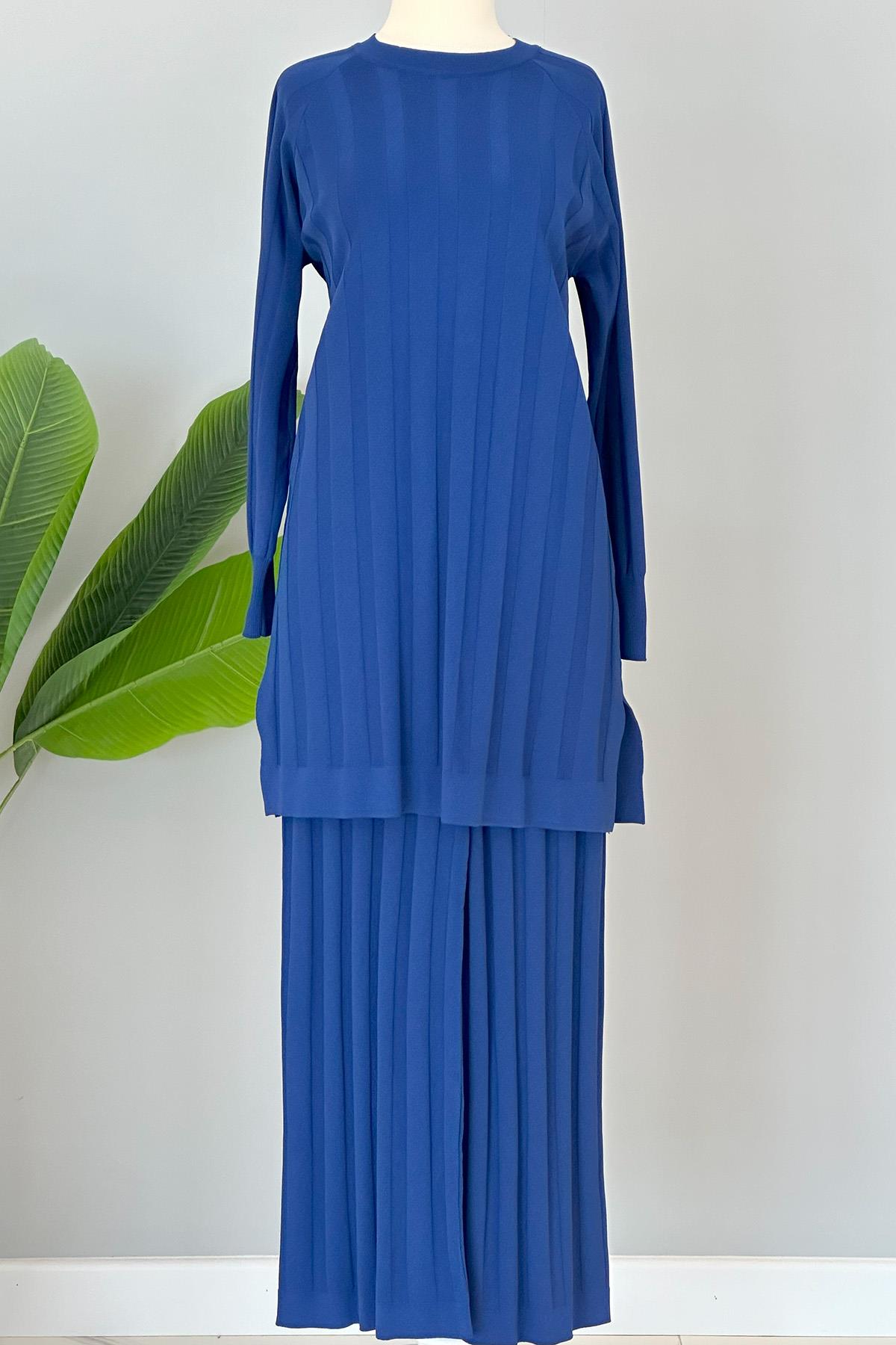 Nuss Merserize Kalın Fitilli Pantolonlu Takım 1101 Saks