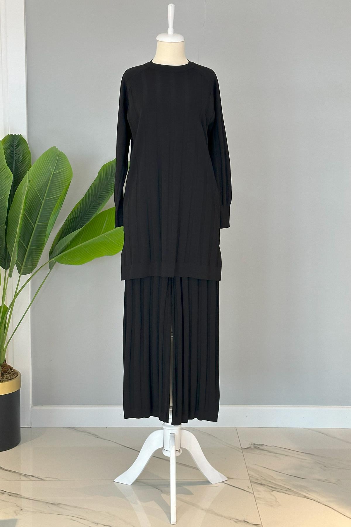 Nuss Merserize Kalın Fitilli Pantolonlu Takım 1101 Siyah