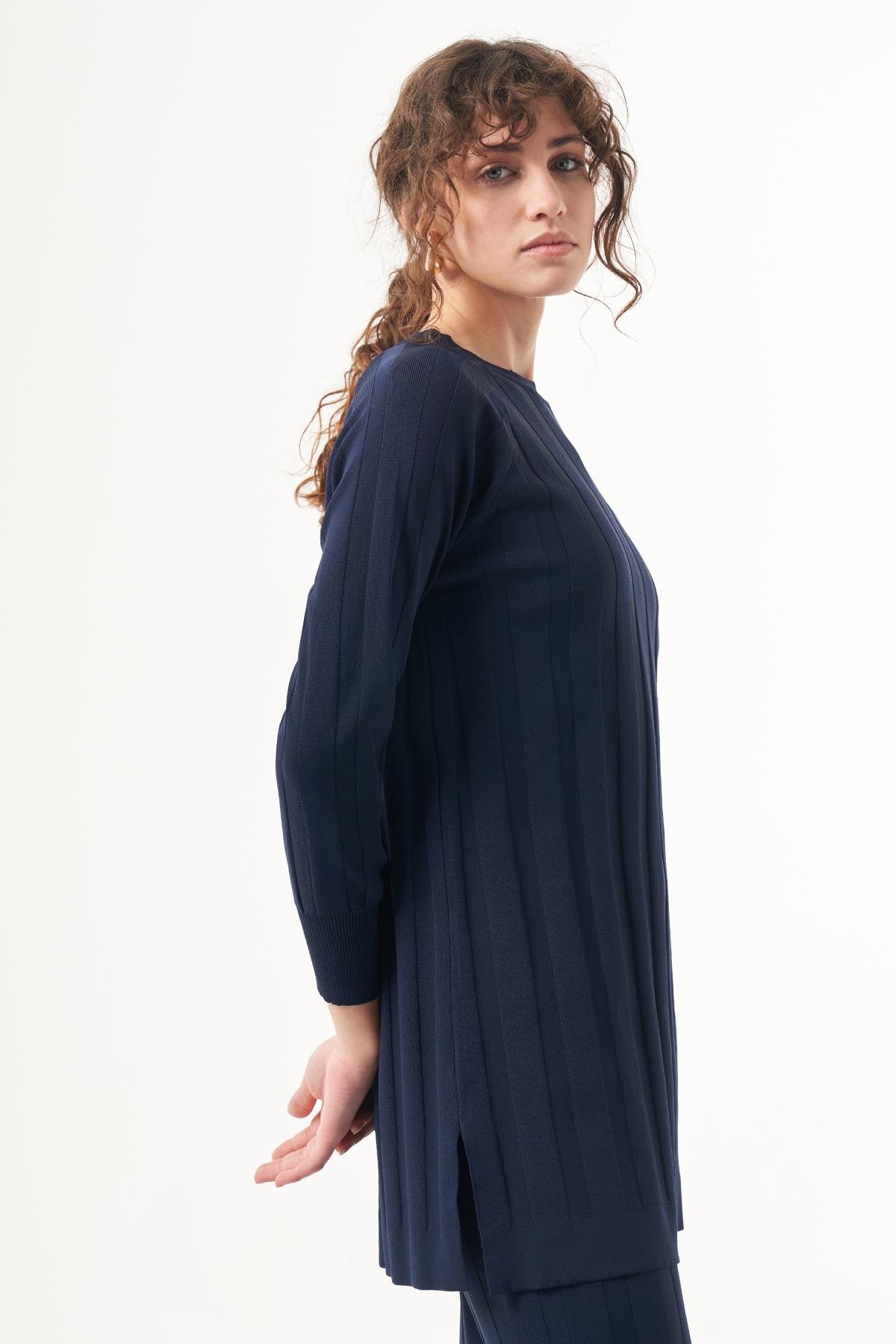 Nuss Merserize Kalın Fitilli Tunik 1101 Lacivert