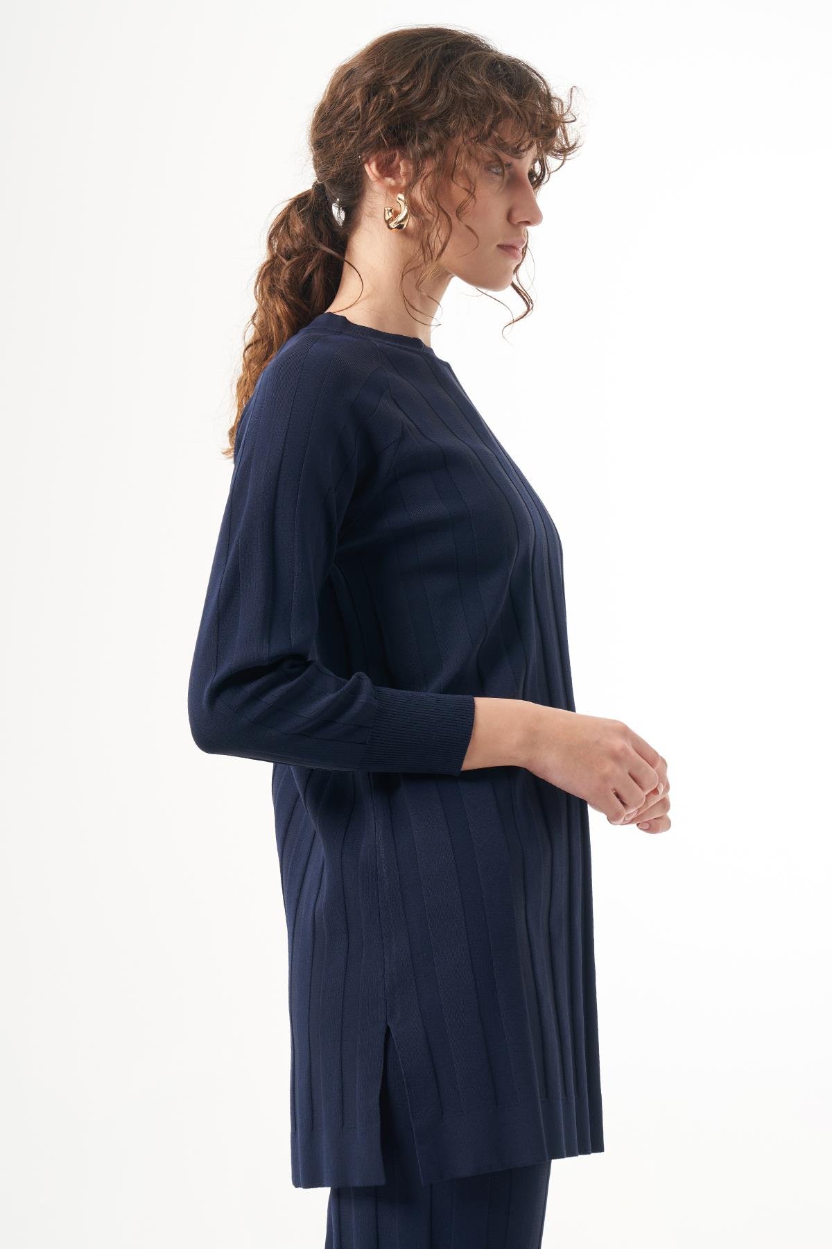 Nuss Merserize Kalın Fitilli Tunik 1101 Lacivert