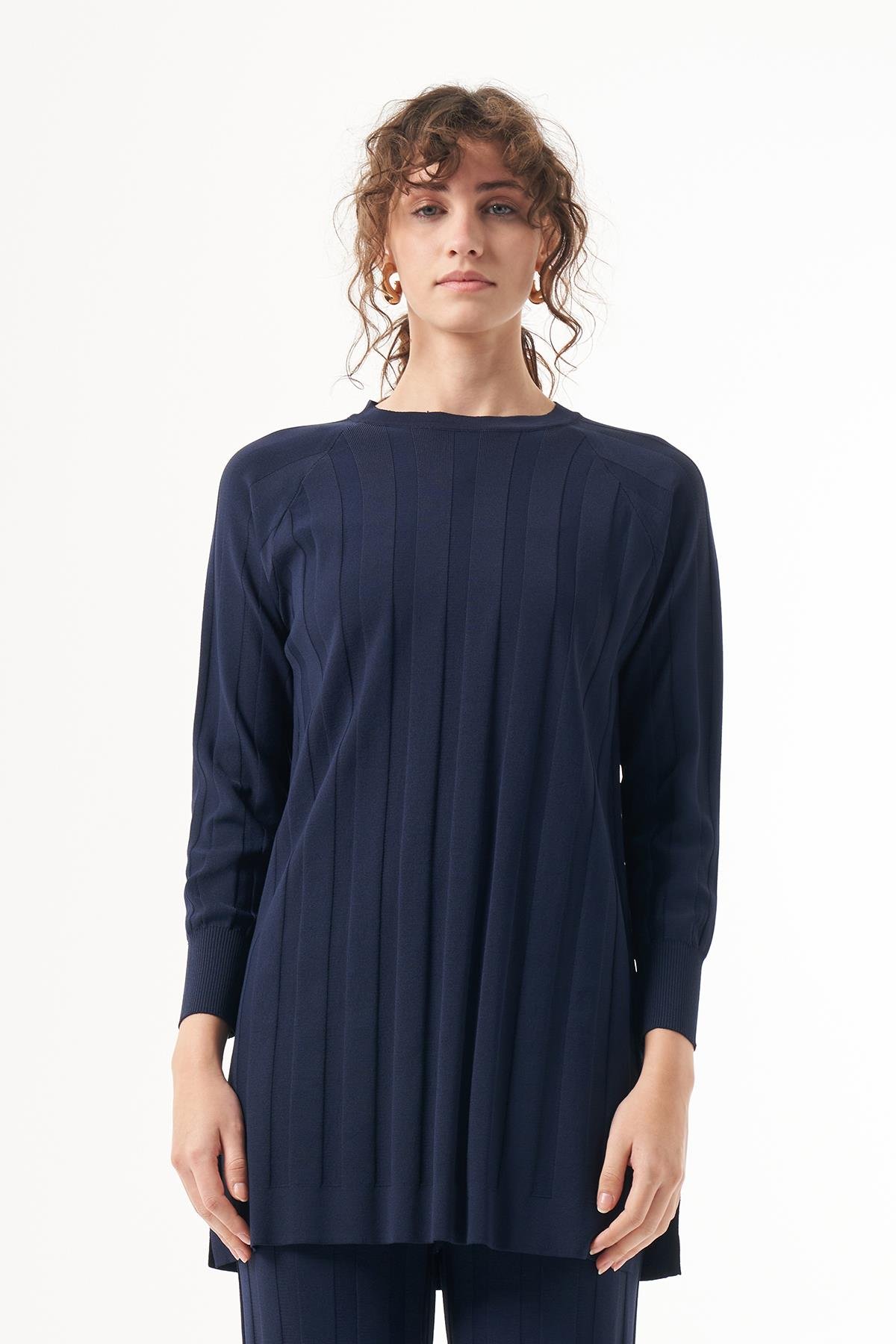 Nuss Merserize Kalın Fitilli Tunik 1101 Lacivert