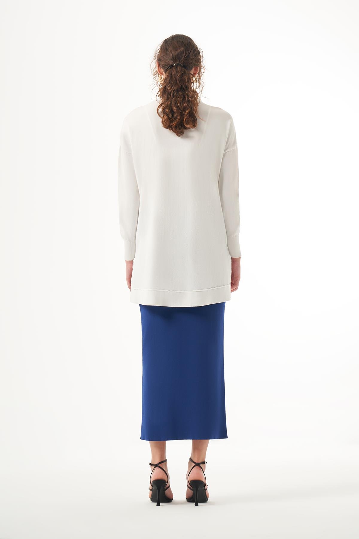 Nuss Merserize Kısa Tunik Bluz 1201 Ekru