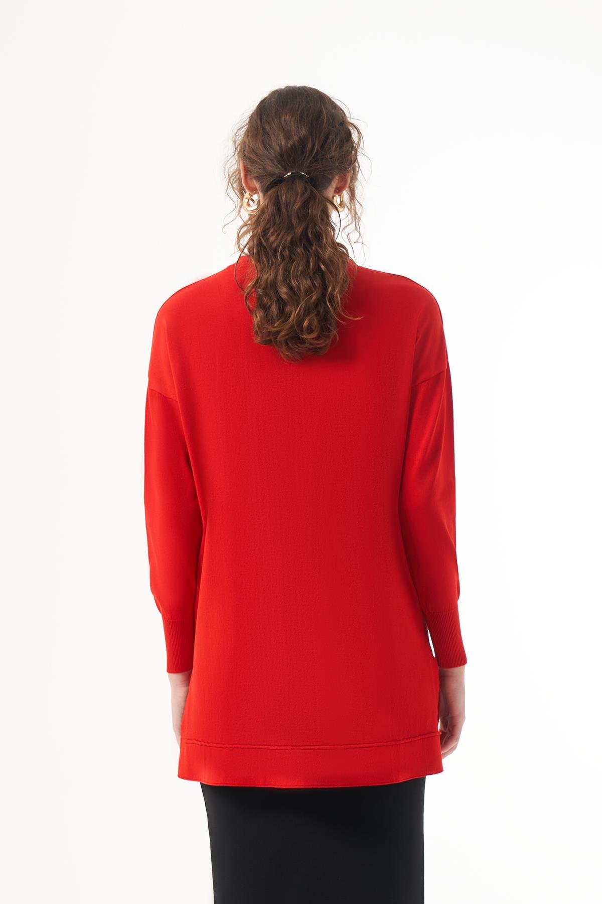 Nuss Merserize Kısa Tunik Bluz 1201 Kırmızı