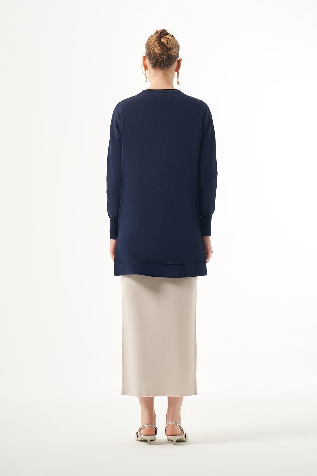 Nuss Merserize Kısa Tunik Bluz 1201 Lacivert