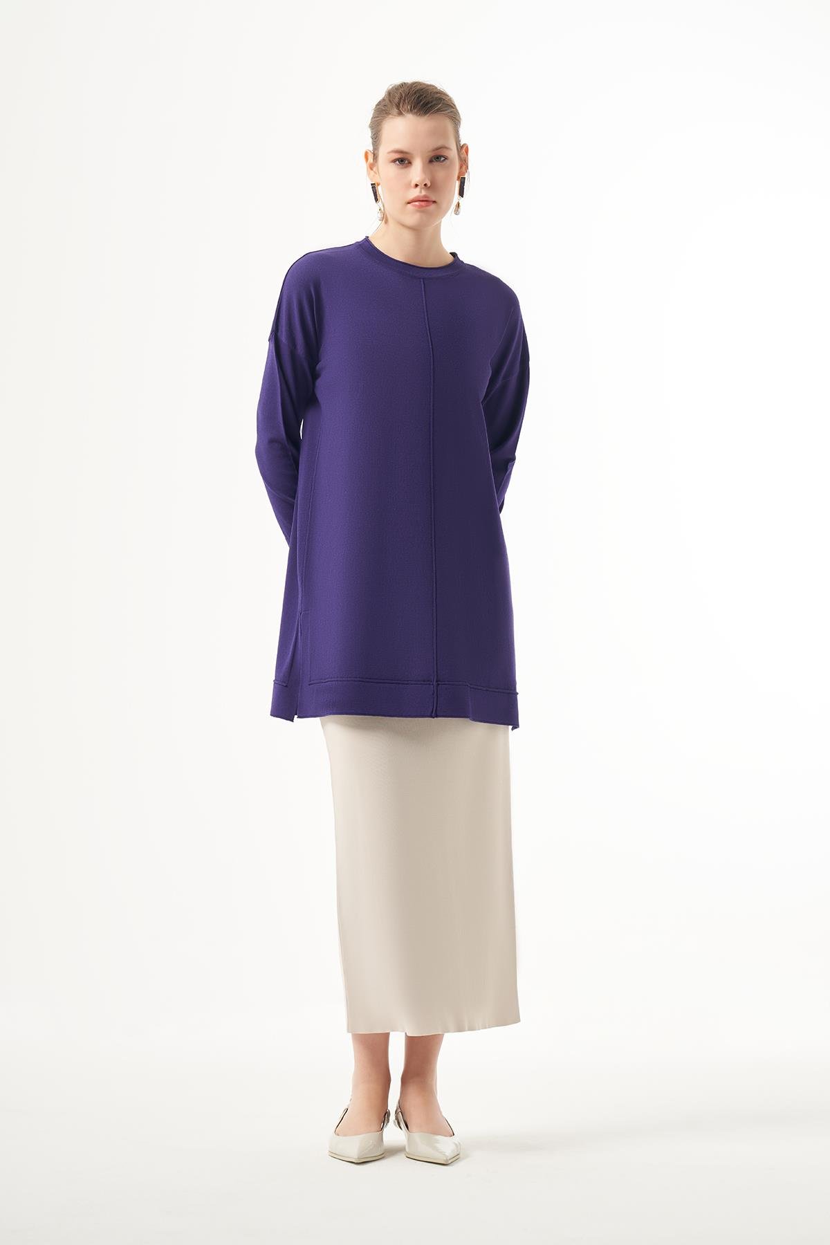 Nuss Merserize Kısa Tunik Bluz 1201 Mor