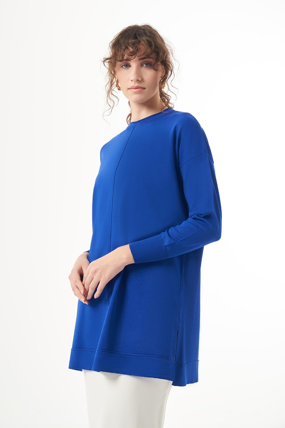 Nuss Merserize Kısa Tunik Bluz 1201 Saks