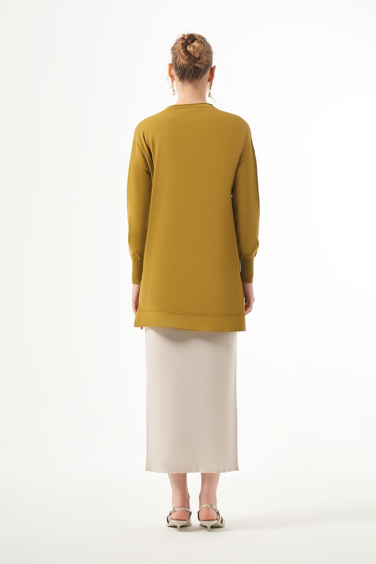 Nuss Merserize Kısa Tunik Bluz 1201 Zeytinyağı Yeşili