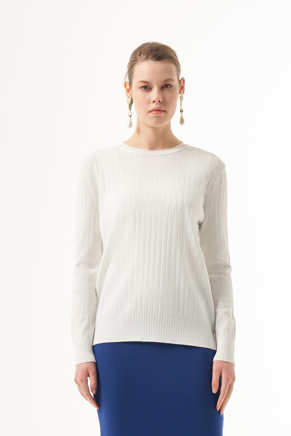 Nuss Merserize Kısa Tunik Bluz 1202 Ekru