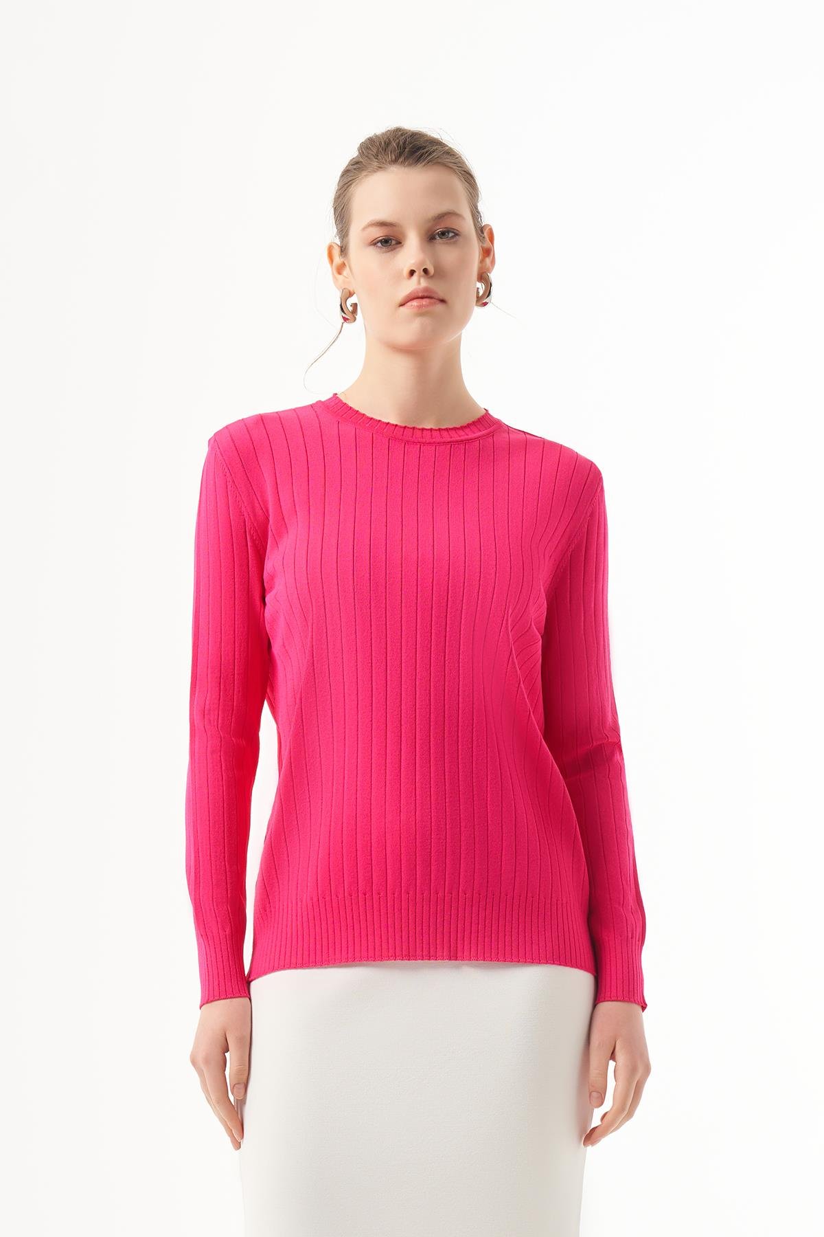 Nuss Merserize Kısa Tunik Bluz 1202 Fuşya