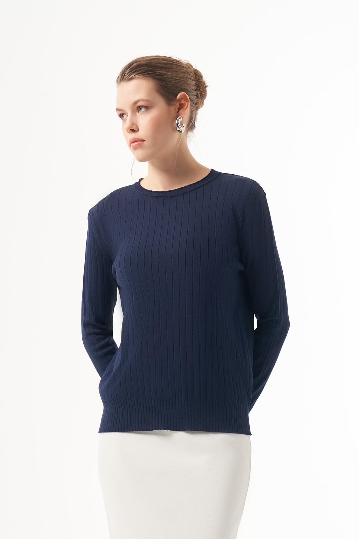 Nuss Merserize Kısa Tunik Bluz 1202 Lacivert