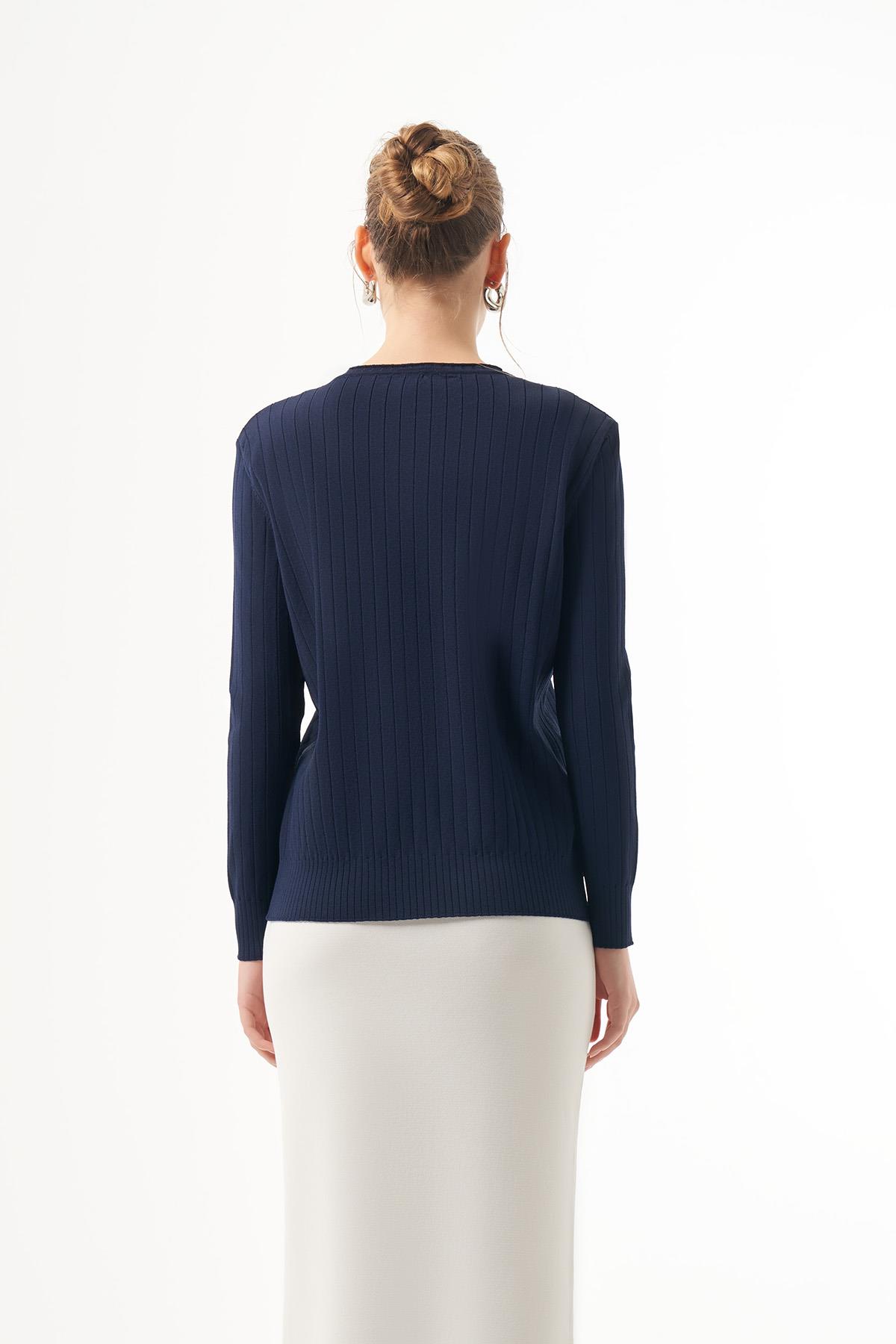 Nuss Merserize Kısa Tunik Bluz 1202 Lacivert