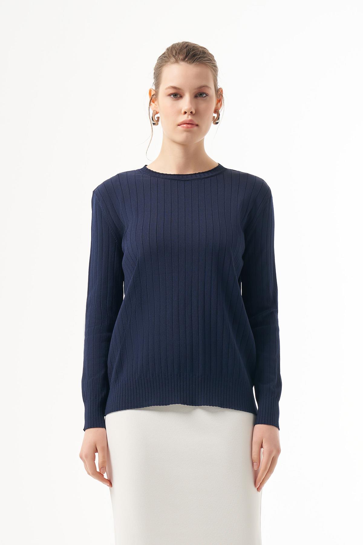 Nuss Merserize Kısa Tunik Bluz 1202 Lacivert