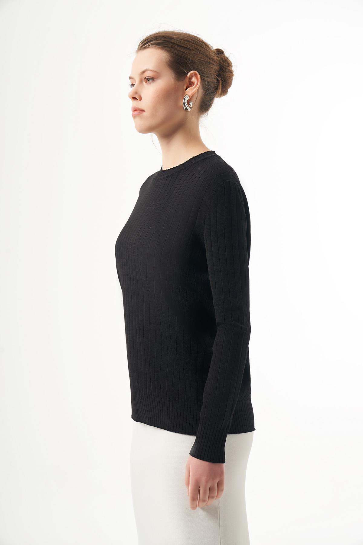 Nuss Merserize Kısa Tunik Bluz 1202 Siyah