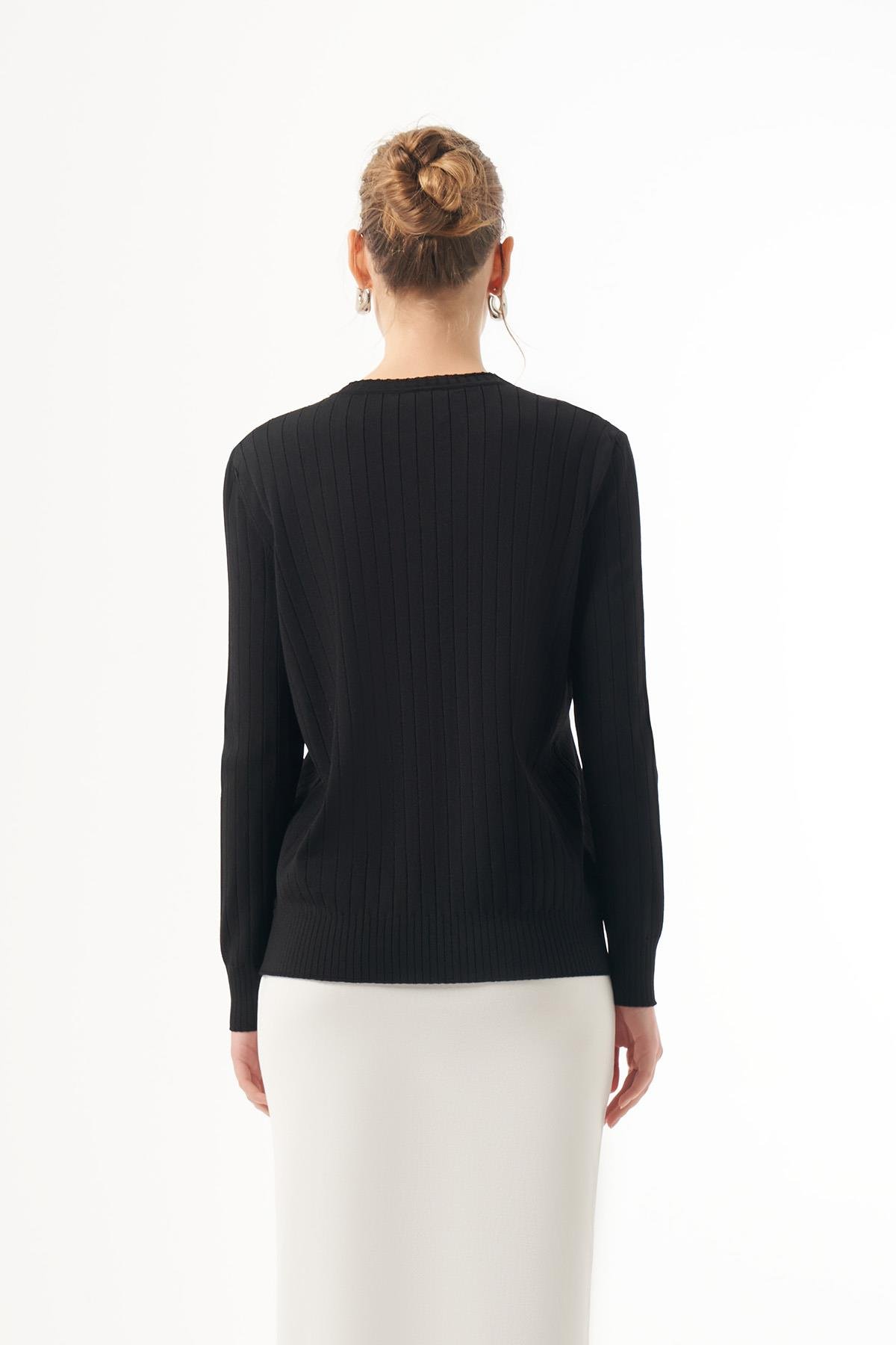 Nuss Merserize Kısa Tunik Bluz 1202 Siyah