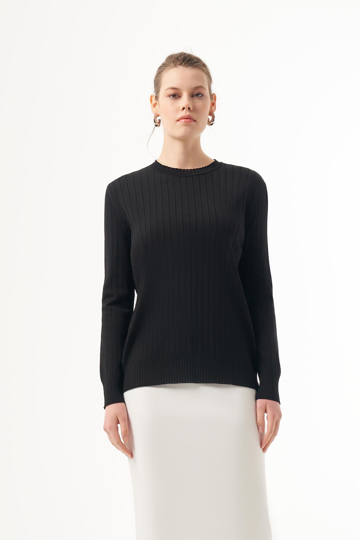 Nuss Merserize Kısa Tunik Bluz 1202 Siyah