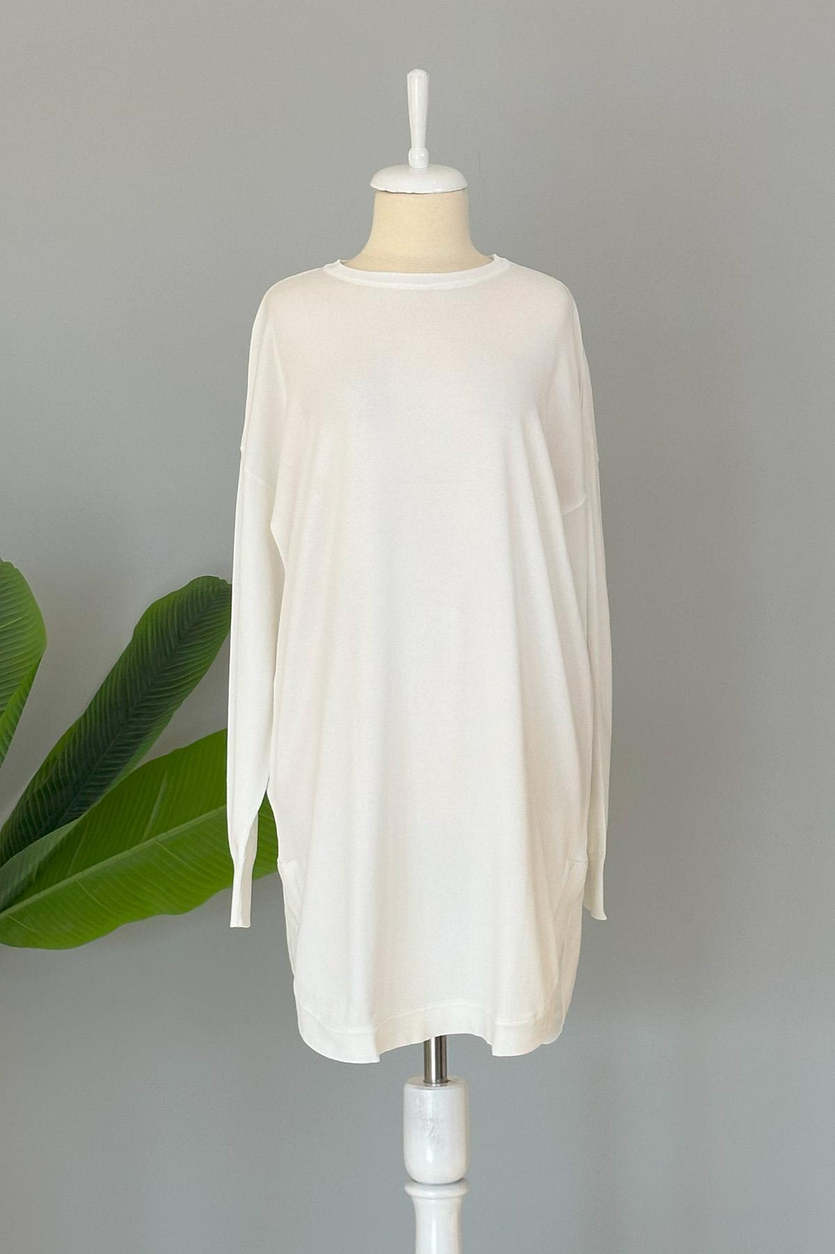 Nuss Merserize Oval Kesim Tunik 1200 Ekru