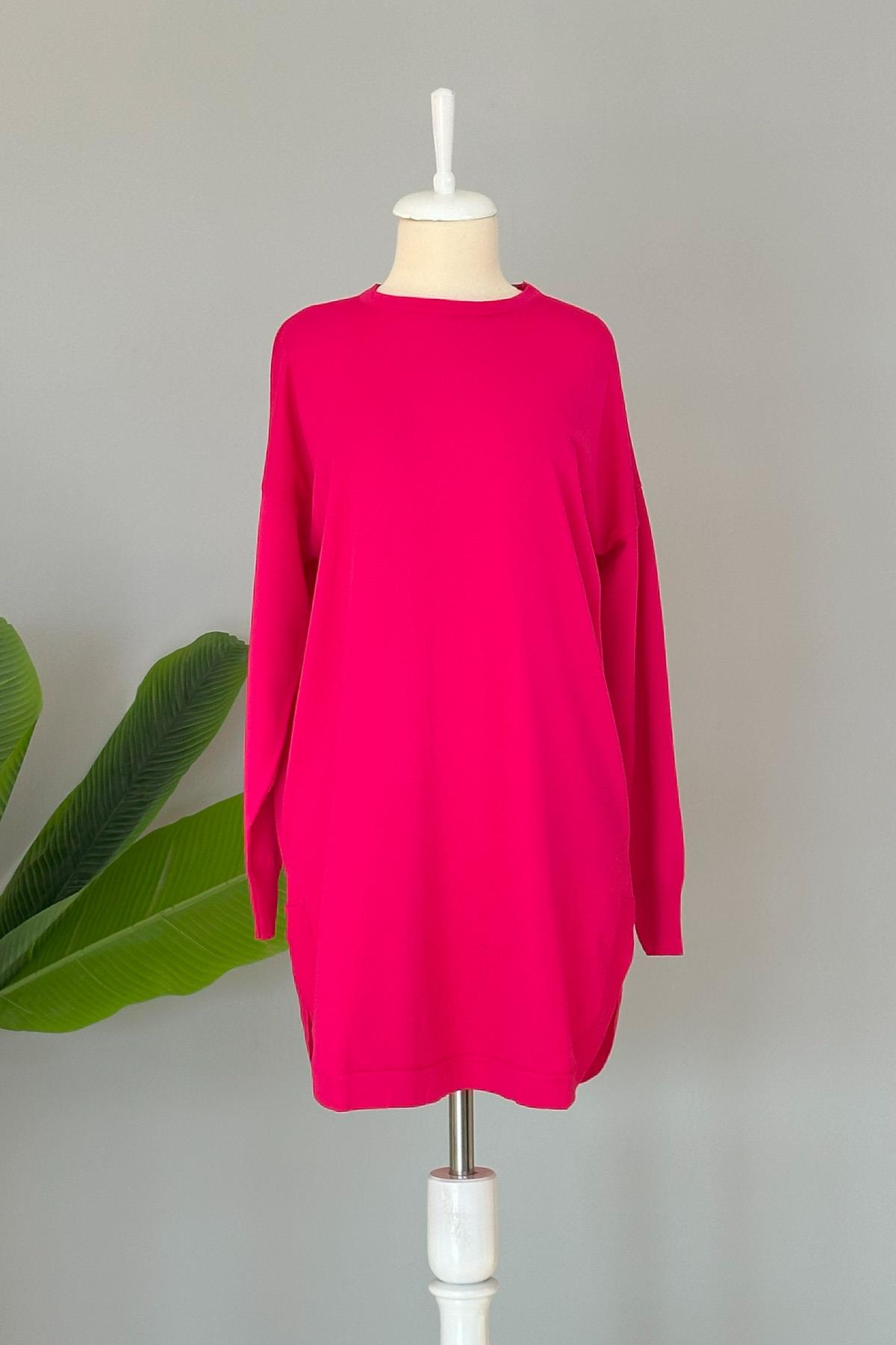 Nuss Merserize Oval Kesim Tunik 1200 Fuşya