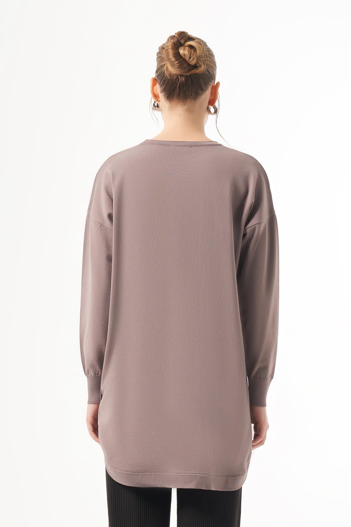 Nuss Merserize Oval Kesim Tunik 1200 Koyu Vizon