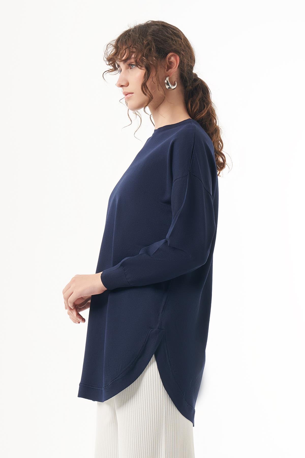 Nuss Merserize Oval Kesim Tunik 1200 Lacivert