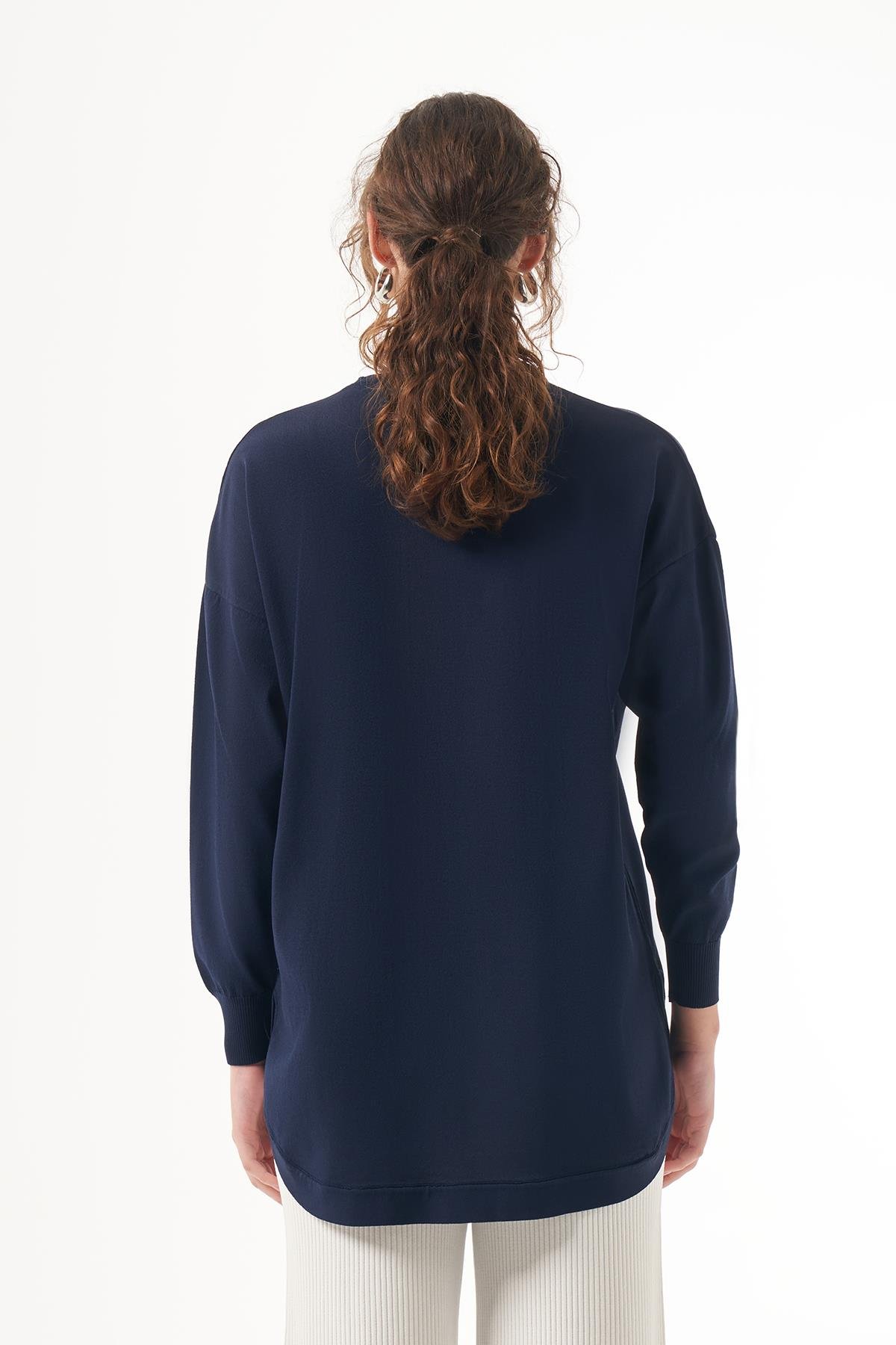 Nuss Merserize Oval Kesim Tunik 1200 Lacivert