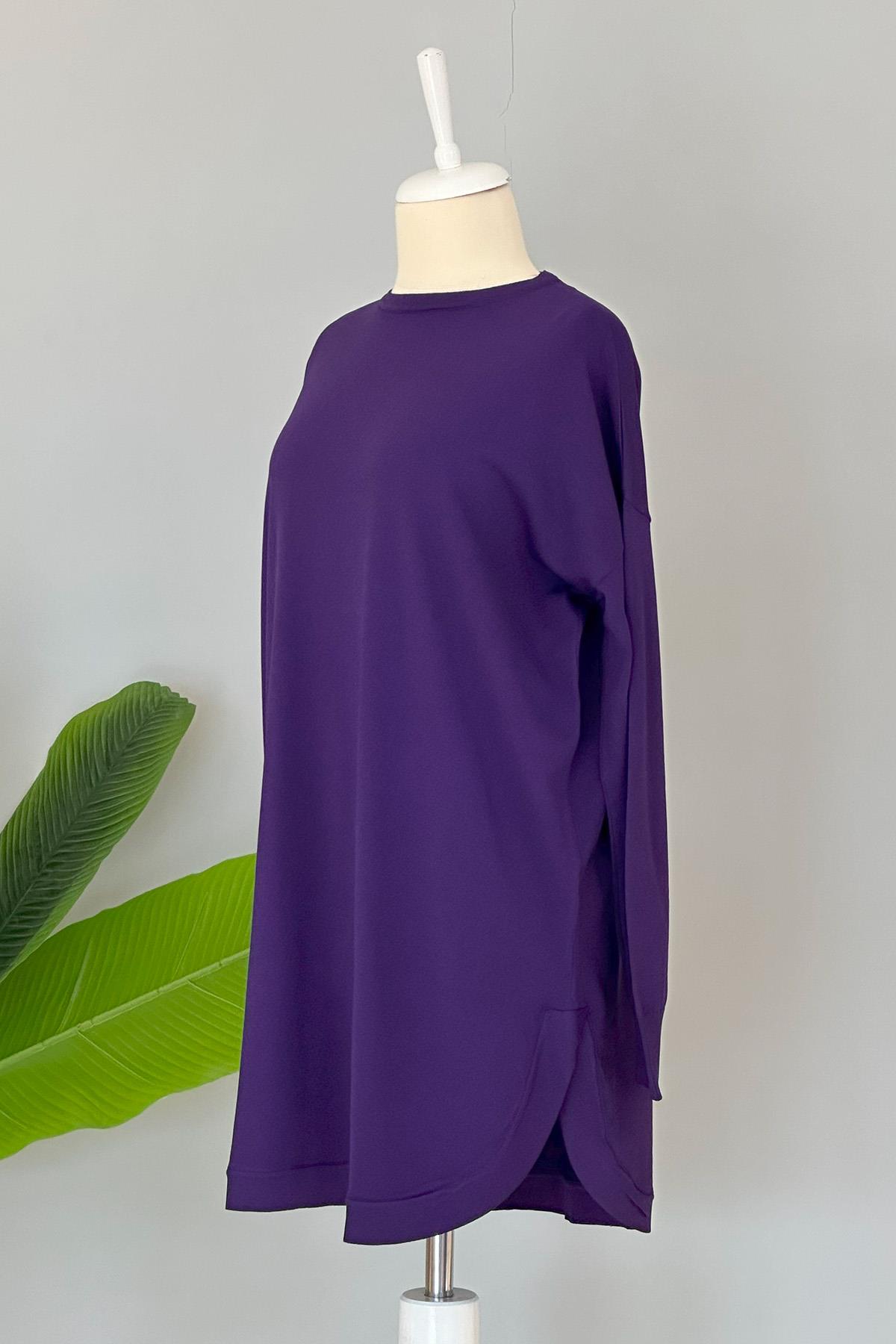 Nuss Merserize Oval Kesim Tunik 1200 Mor