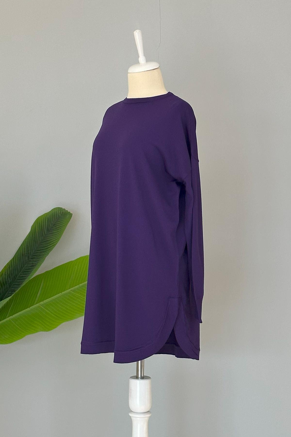 Nuss Merserize Oval Kesim Tunik 1200 Mor