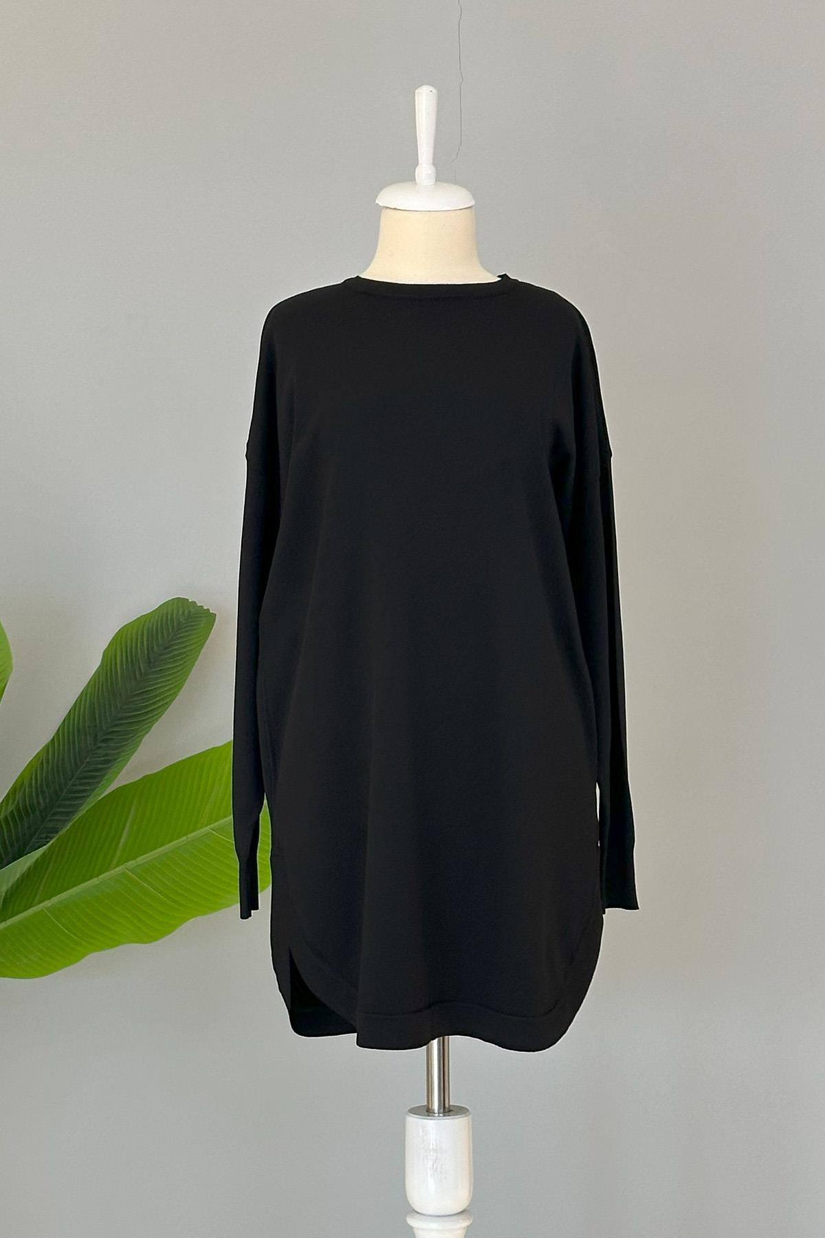 Nuss Merserize Oval Kesim Tunik 1200 Siyah