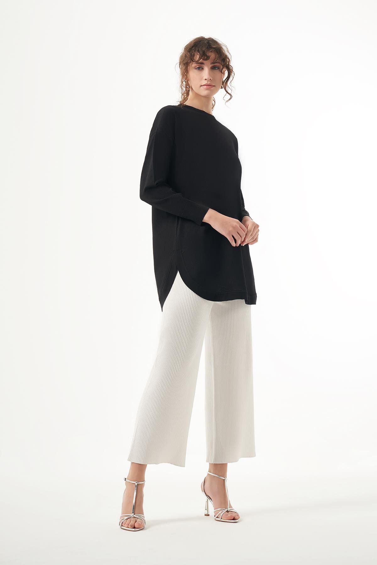 Nuss Merserize Oval Kesim Tunik 1200 Siyah