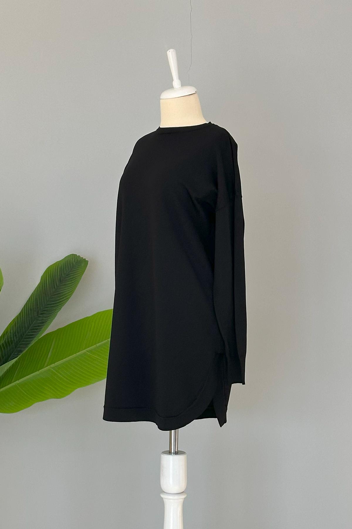 Nuss Merserize Oval Kesim Tunik 1200 Siyah