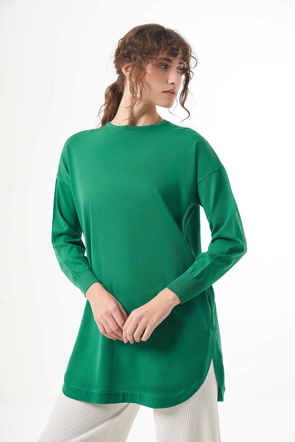 Nuss Merserize Oval Kesim Tunik 1200 Yeşil